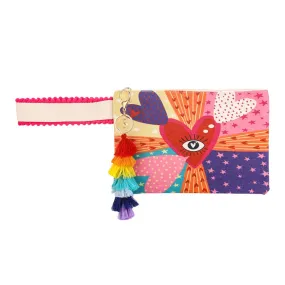 Heart Evil Eye Pointed Tassel Keychain Pouch Bag Clutch