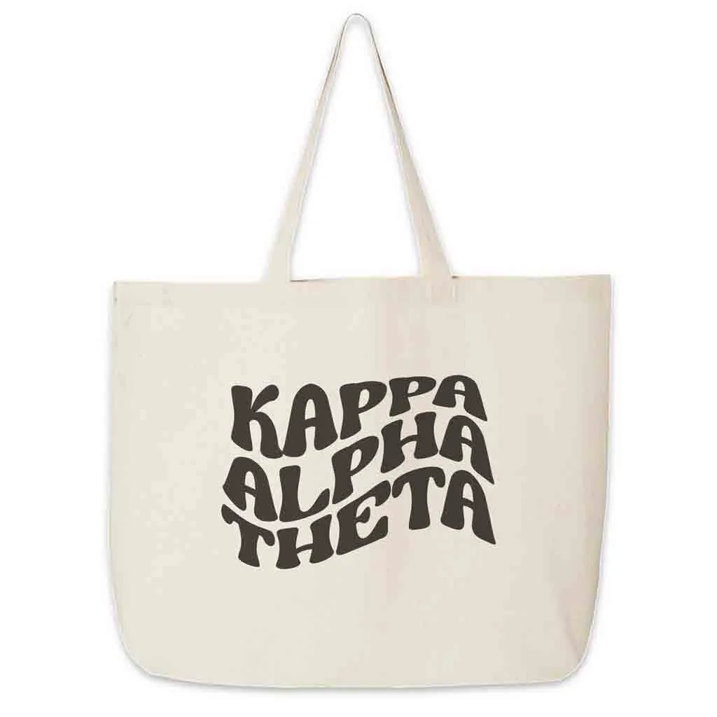 Kappa Alpha Theta Large Canvas Sorority Tote Bag with Simple Mod Design