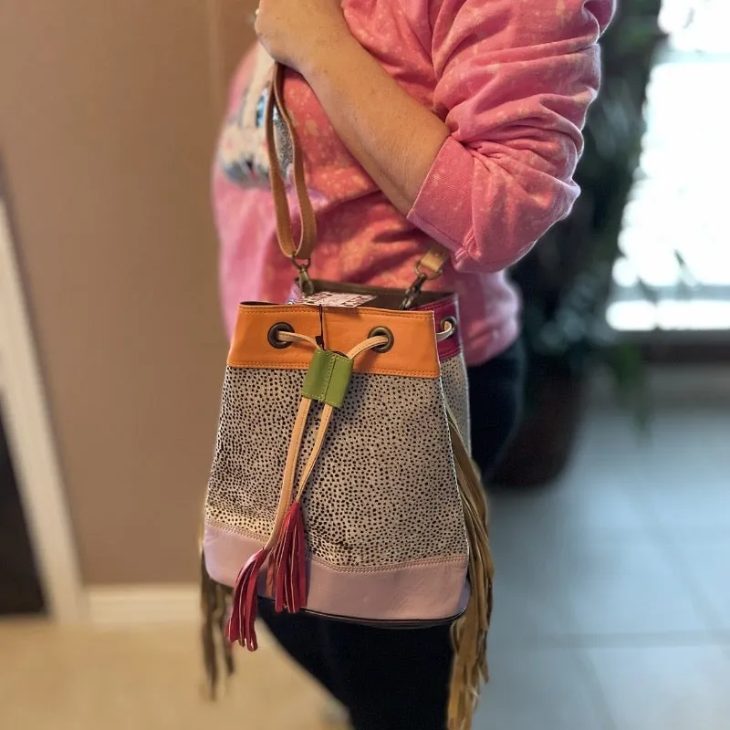 Leather Drawstring Bucket Purse