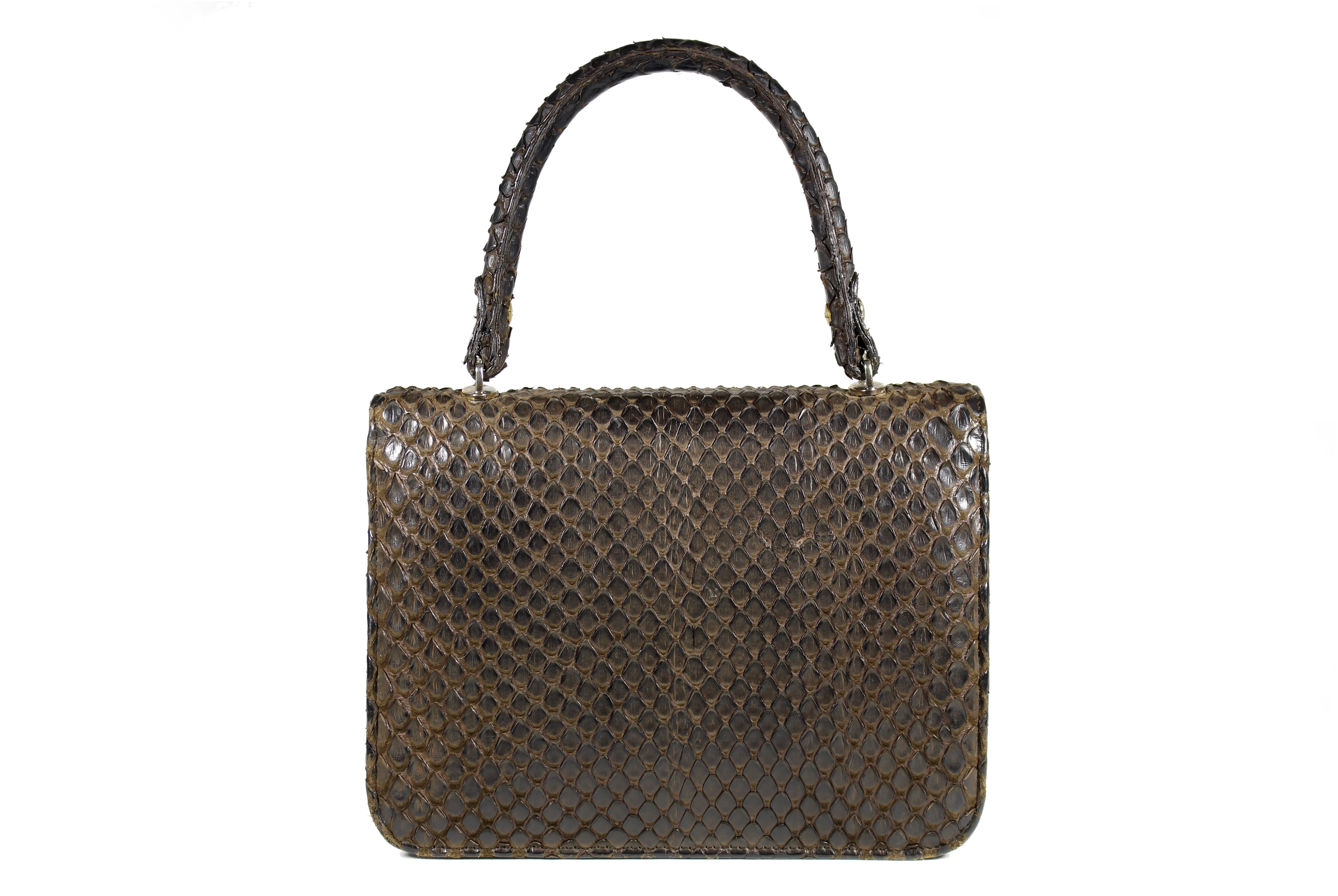 LOEWE dark brown snakeskin handbag