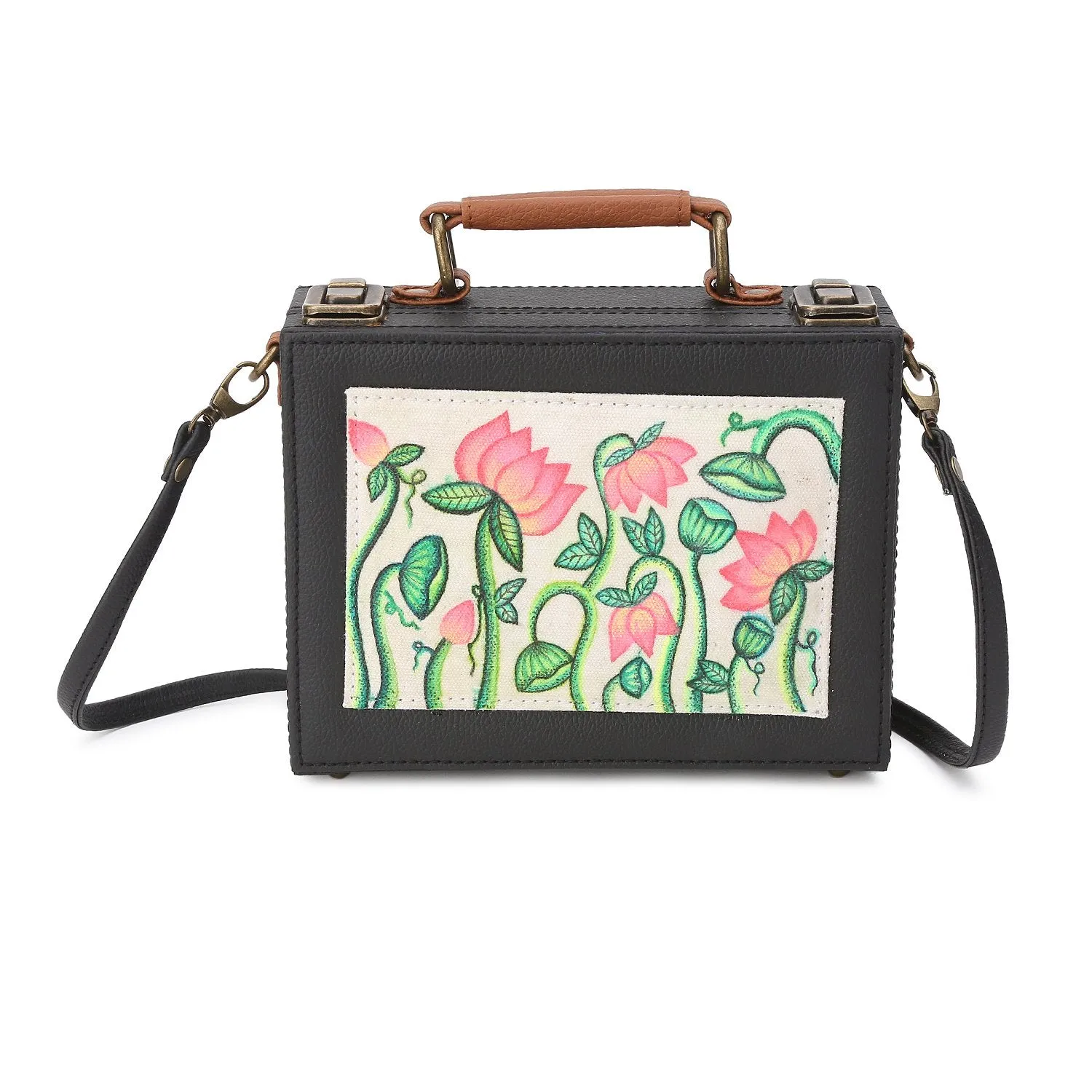 Lotus women Hand-Painted crossbody Sling Bag