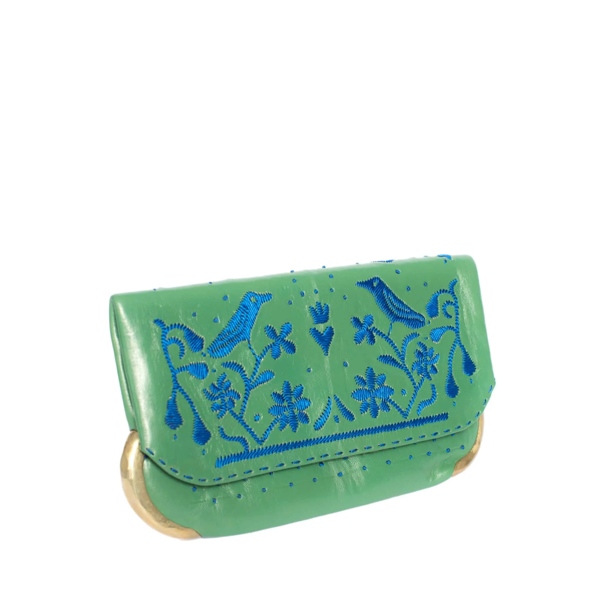 Lovebirds Evening Clutch Bag in Dark Green, Blue