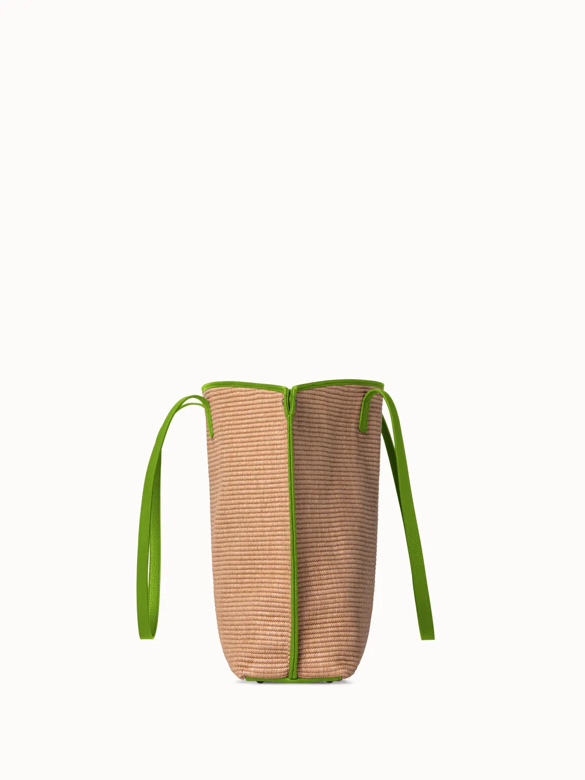 Medium Raffia Handtasche mit Lederbesatz