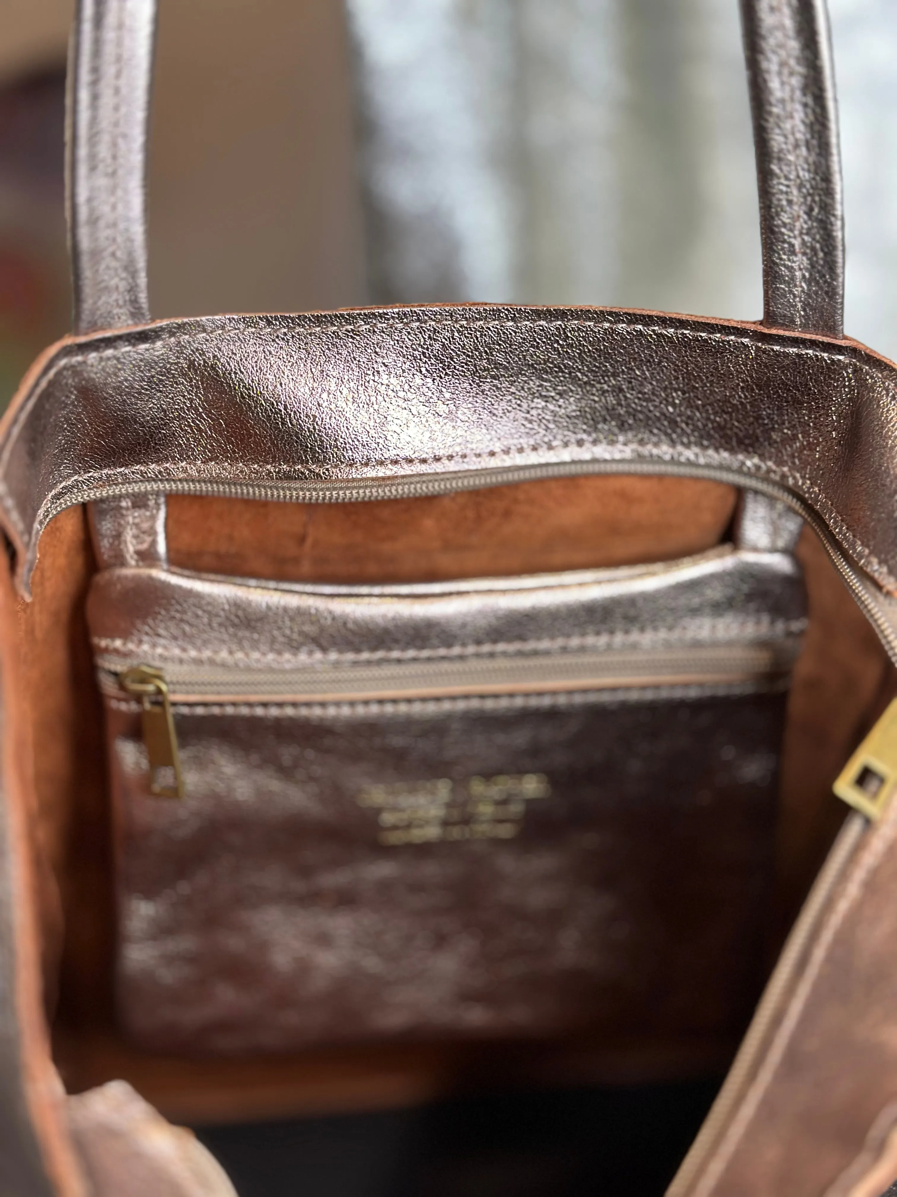 Metallic Leather Tote