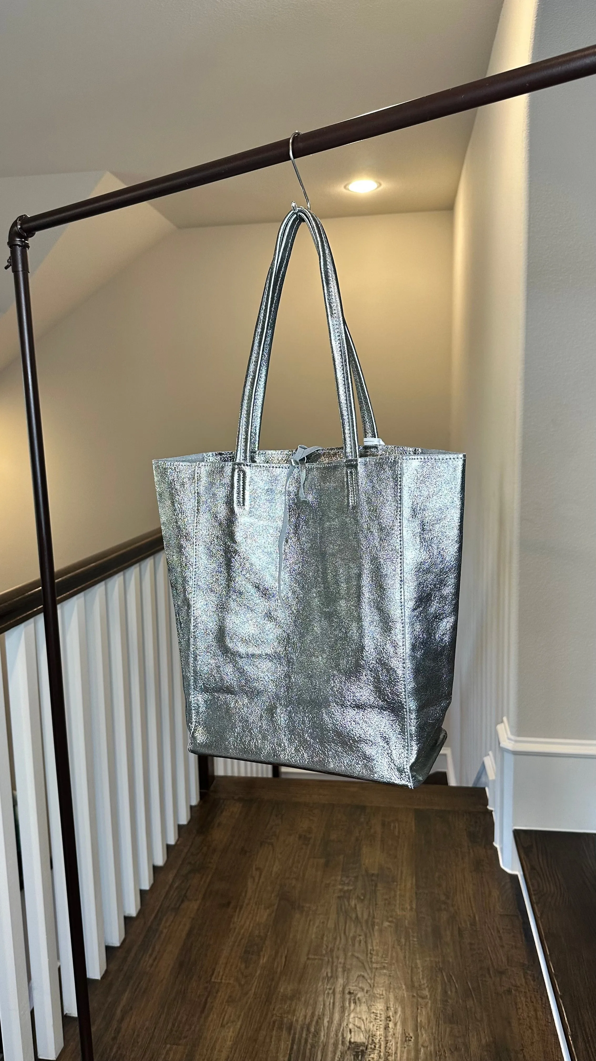 Metallic Leather Tote