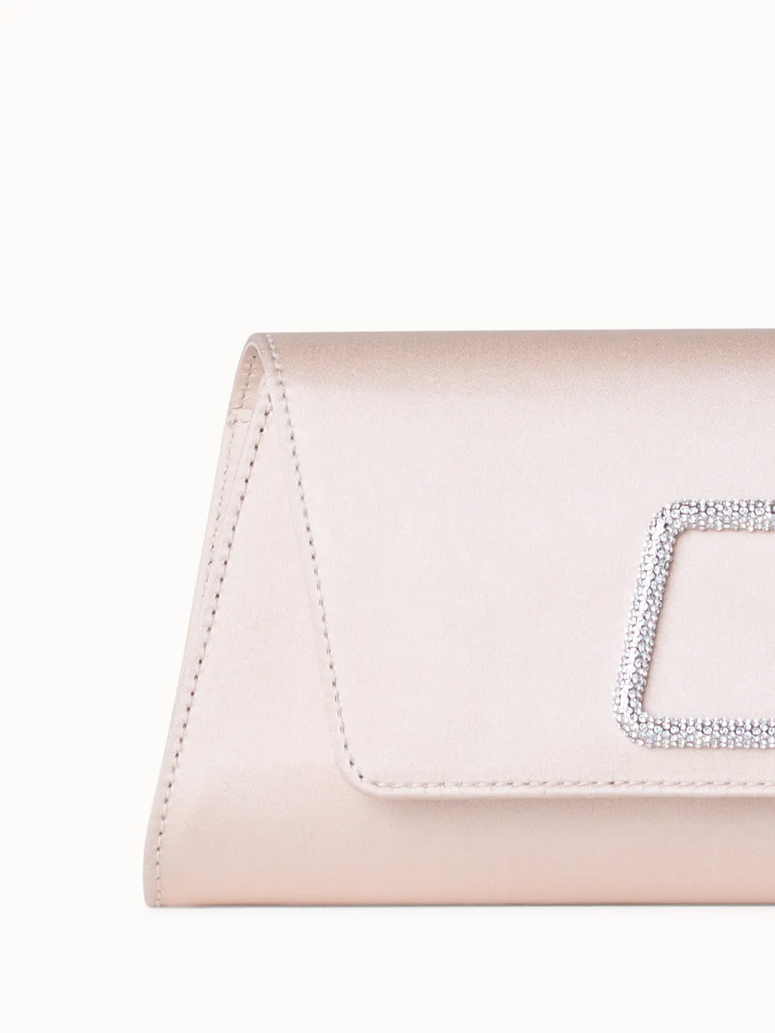 Mini Anouk clutch in Satin mit Kristalltrapez