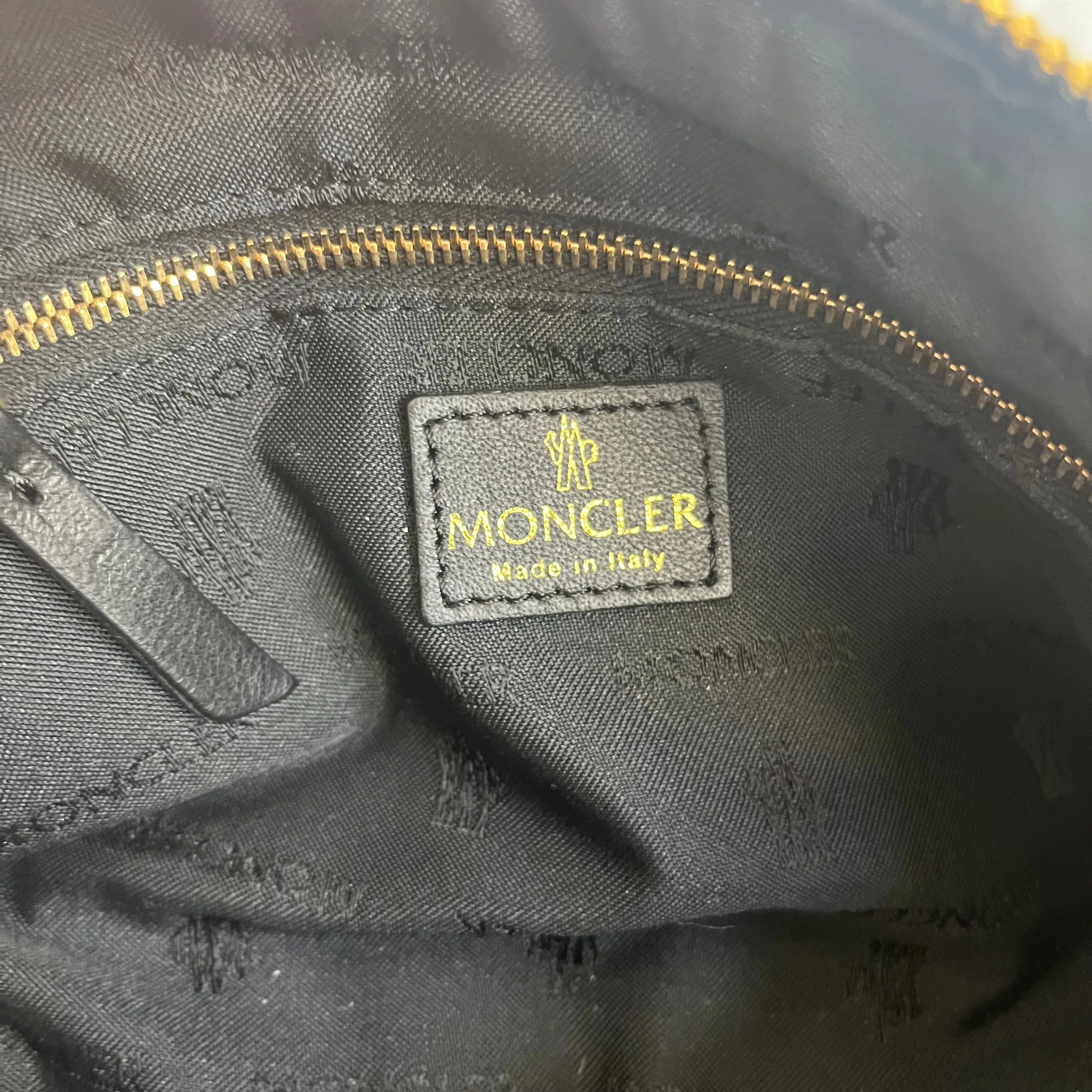 Moncler Black Quilted Leather Clutch Bag/ Beauty Case