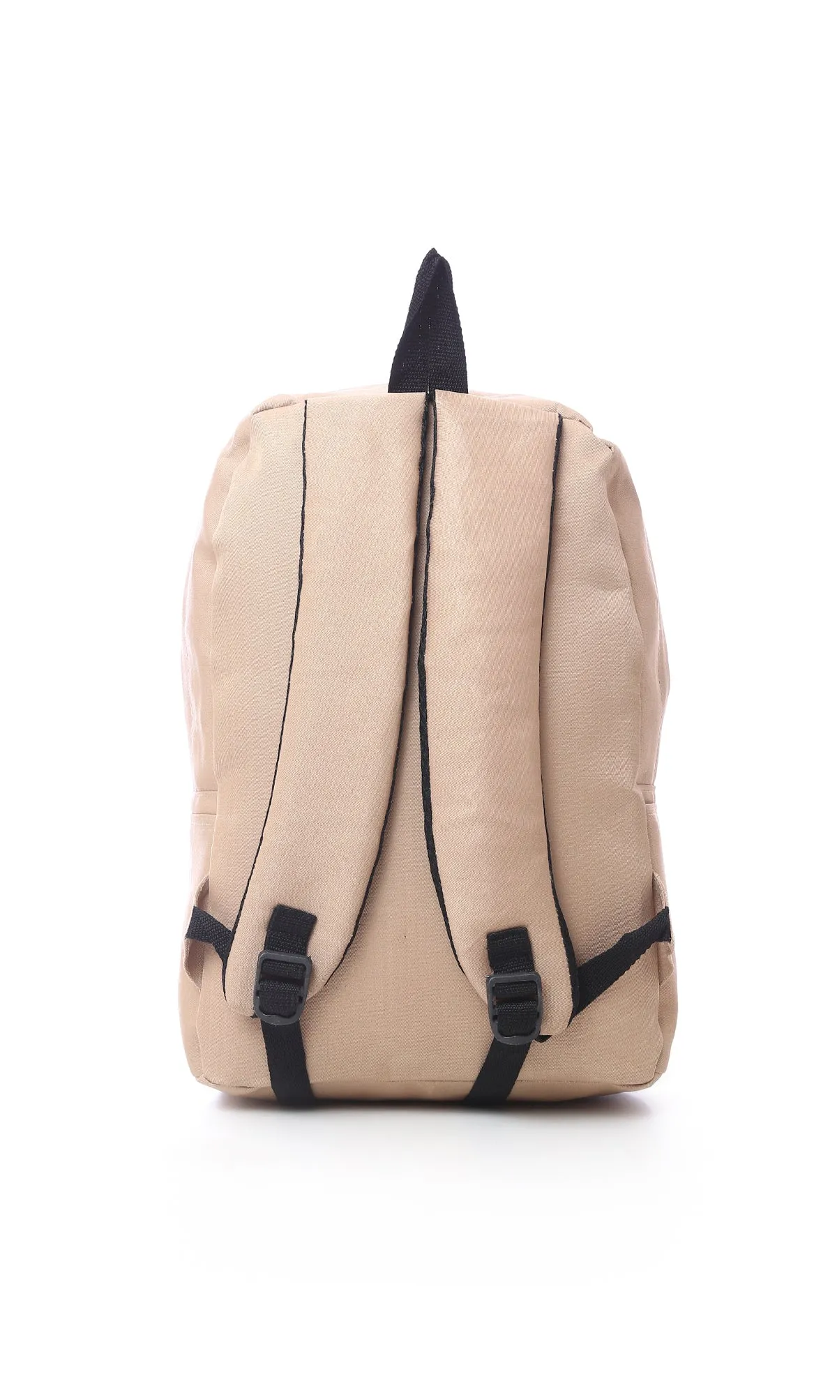 O174545 Solid Zipped Dark Beige Laptop Backpack