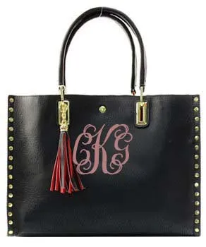 Personalized Purse, monogram tassel studded handbag