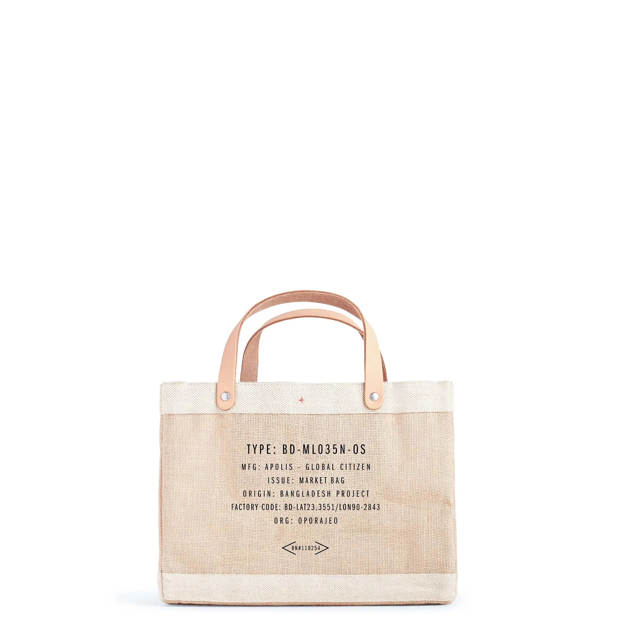 Petite Market Bag in Natural with Black Monogram