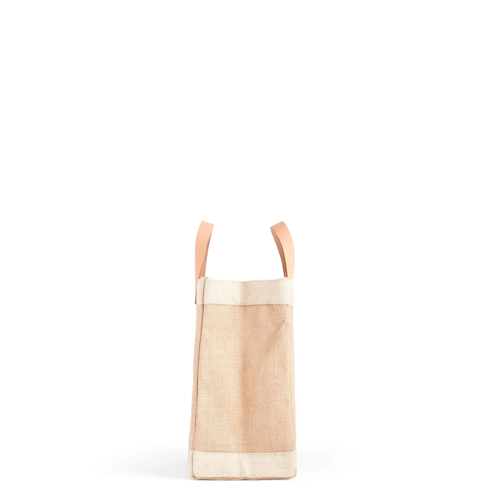 Petite Market Bag in Natural with Black Monogram