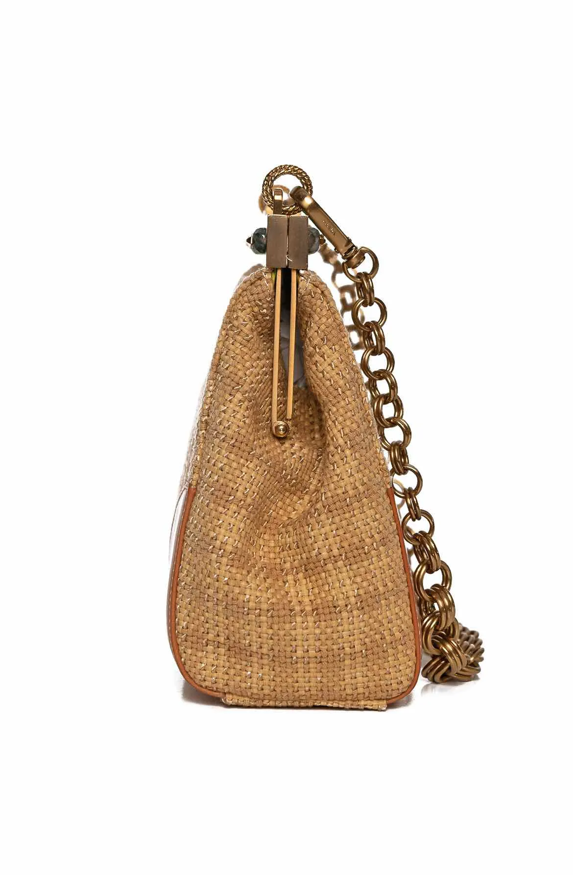 Prada Shoulder Paglia Straw Frame Bag