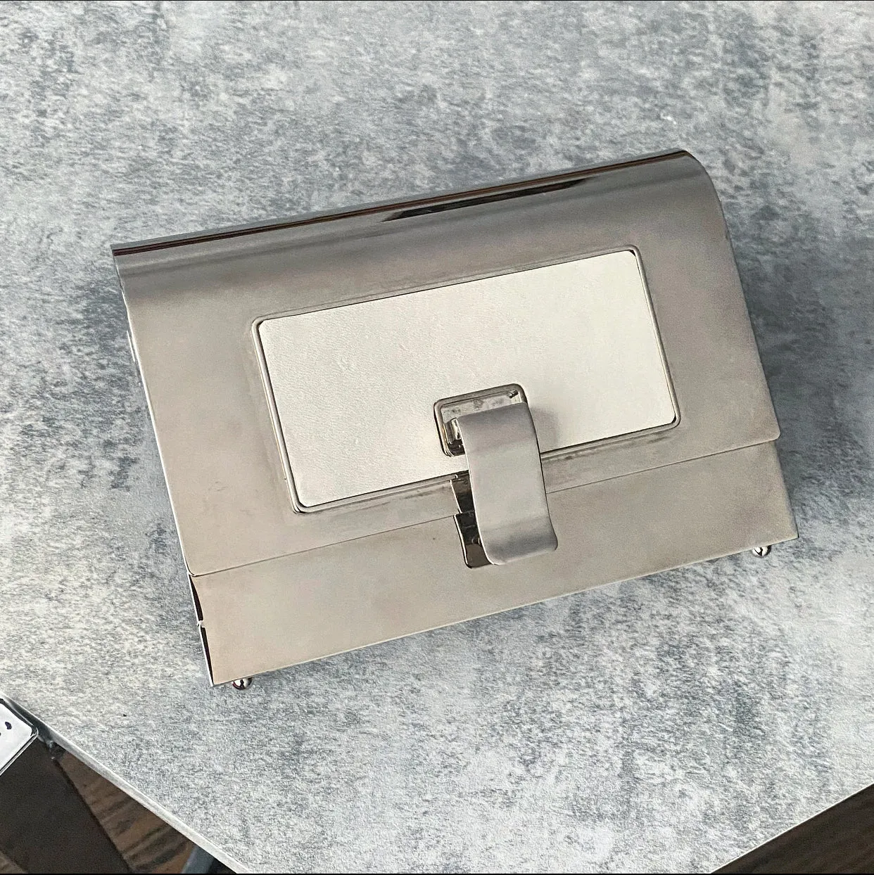 Proenza Schouler Silver Metallic Small Evening Box Minaudiere Bag