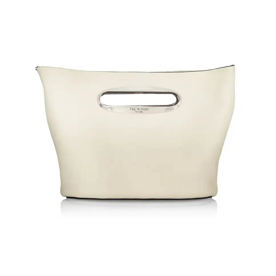 Rag & Bone Belize Antique White Leather Clutch Bag