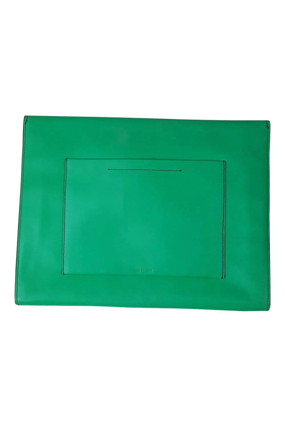 REED KRAKOFF Large Green leather Clutch Bag