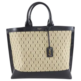 Saint Laurent Monogram Canvas and Leather Tote Bag