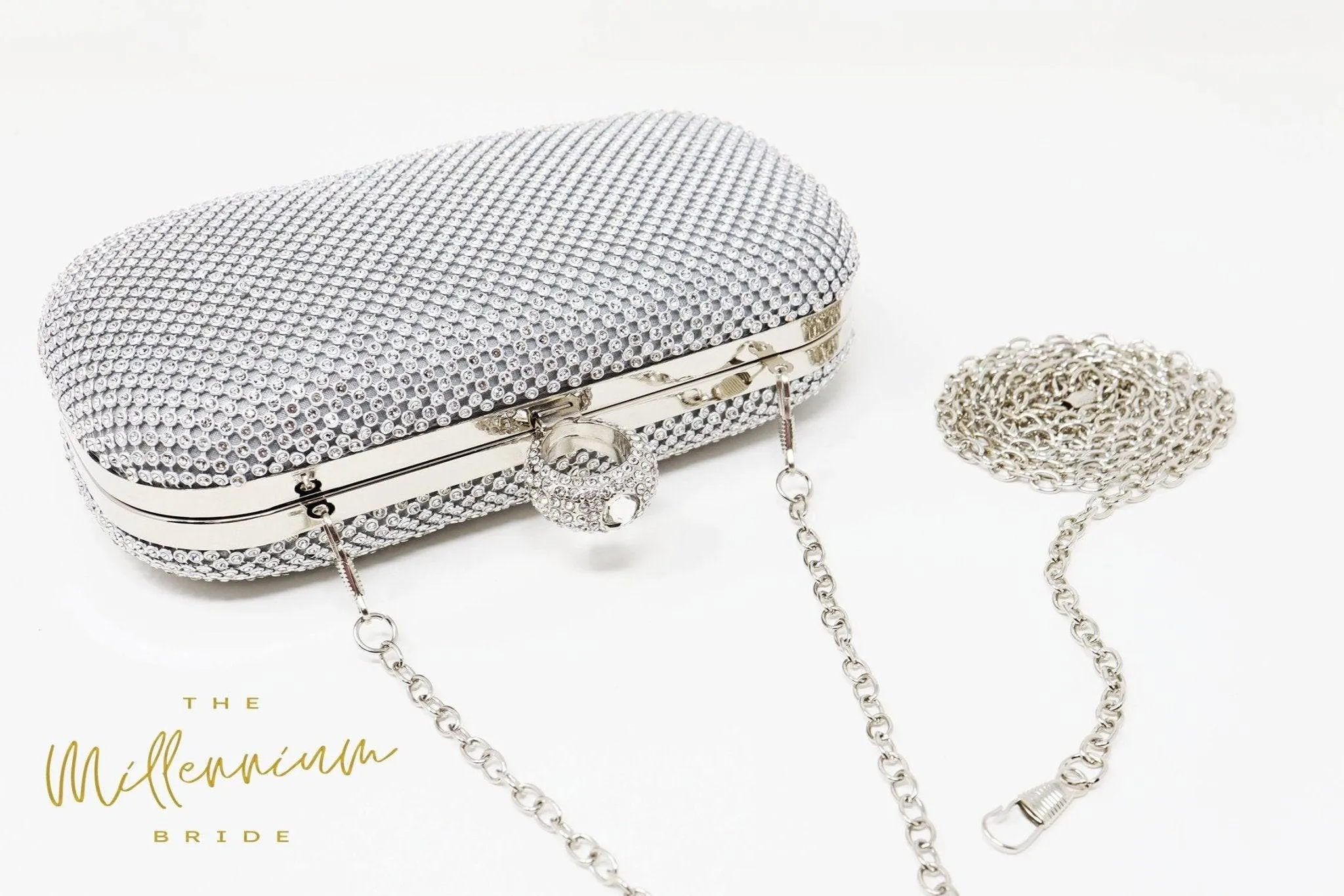 Silver Crystal Wedding Clutch, Statement Bag, Evening Clutch, Wedding Clutch, Bridal Bag, White Cross Body Bag