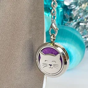 Smiling Cat Aromatherapy Purse Locket or Key Ring