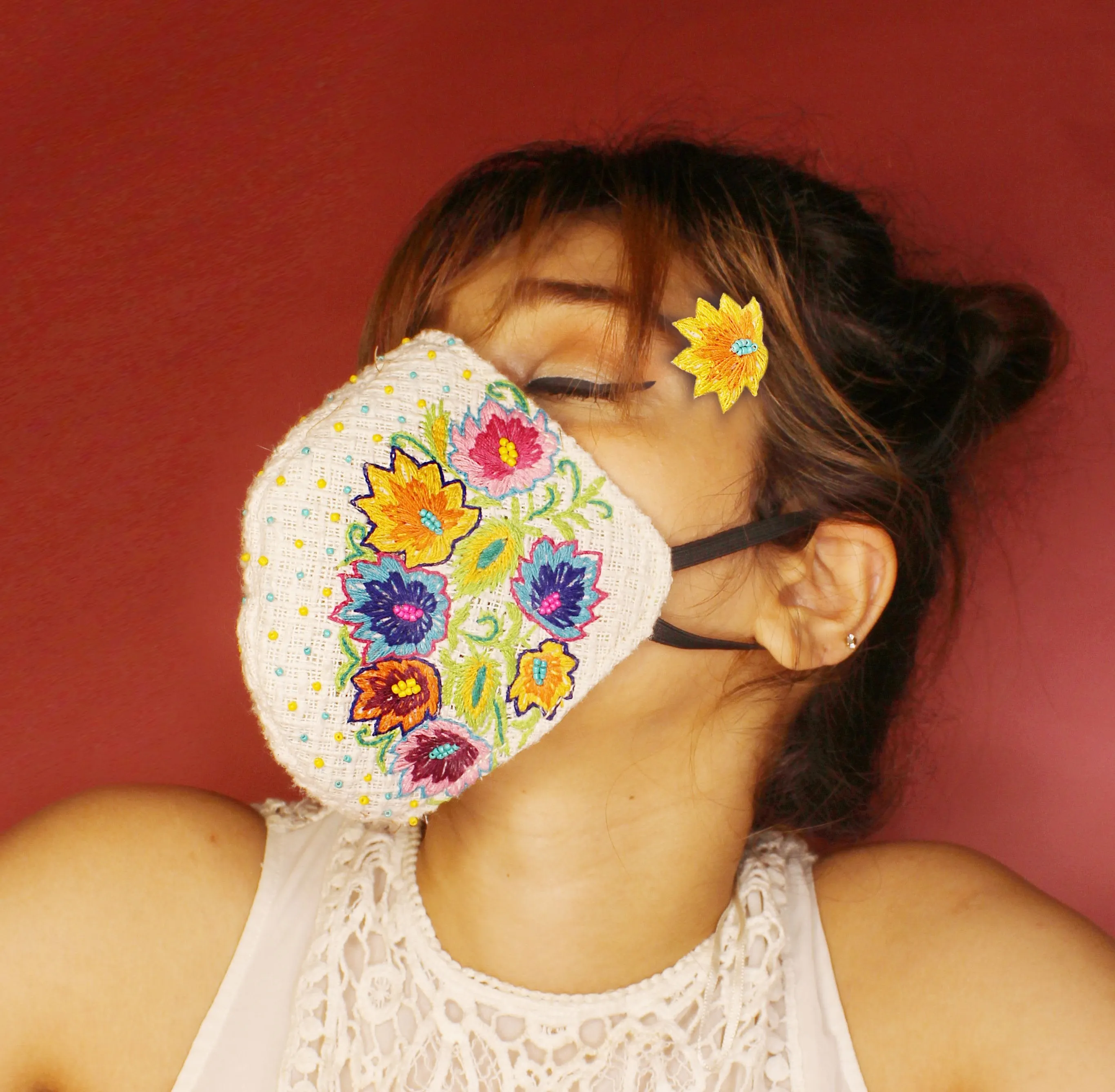 Spring Season Embroidered Mask