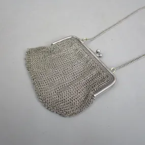 Sterling Silver Clasped Ladies Mesh Purse Antique Edwardian c1910