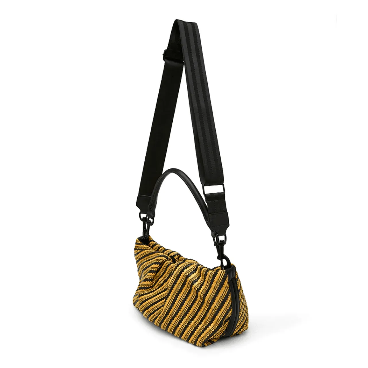 Think Royln Chic Savanna Clutch Crossbody Diagonal Stripe Raffia Handbag in Dune Black