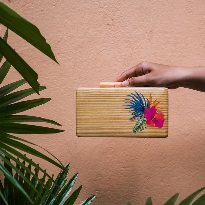 Tropical Rainforest Wooden Clutch