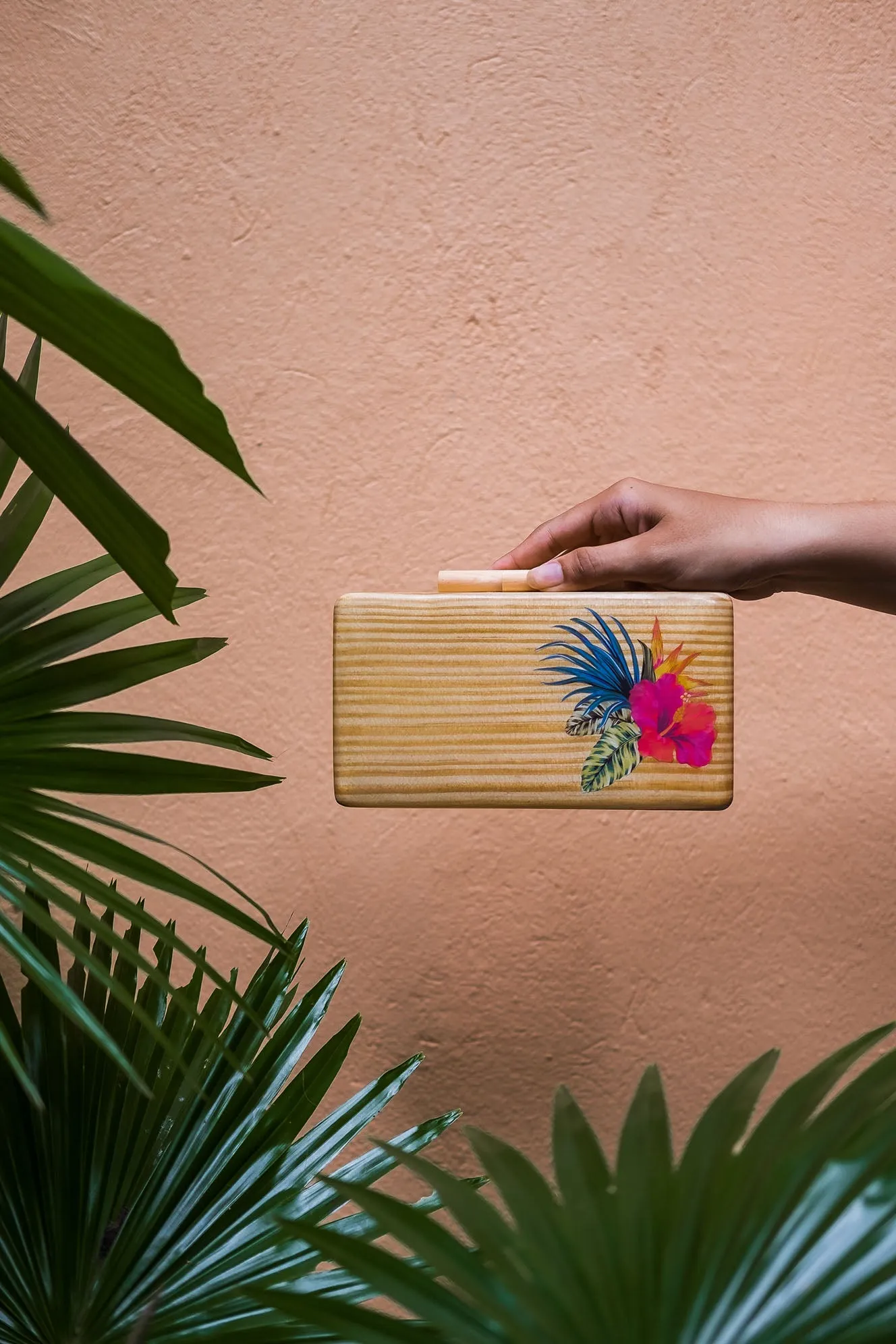 Tropical Rainforest Wooden Clutch