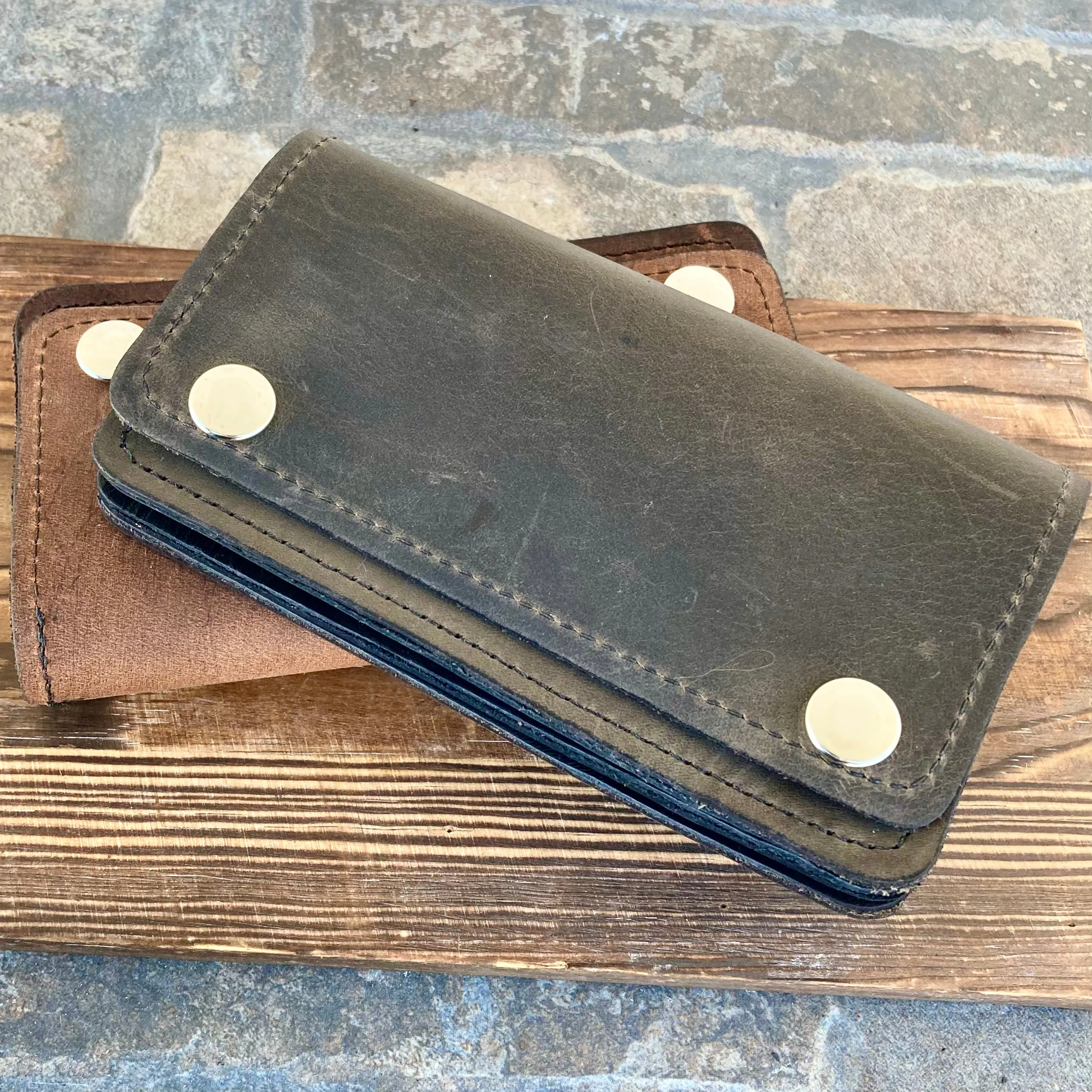 Wallet - Charcoal Biker - 3.5” x 6” - Genuine Leather - CBW3x6