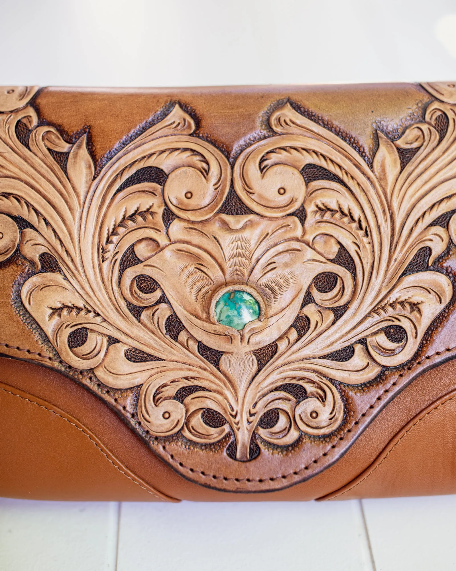 Western Floral Clutch with Turquoise