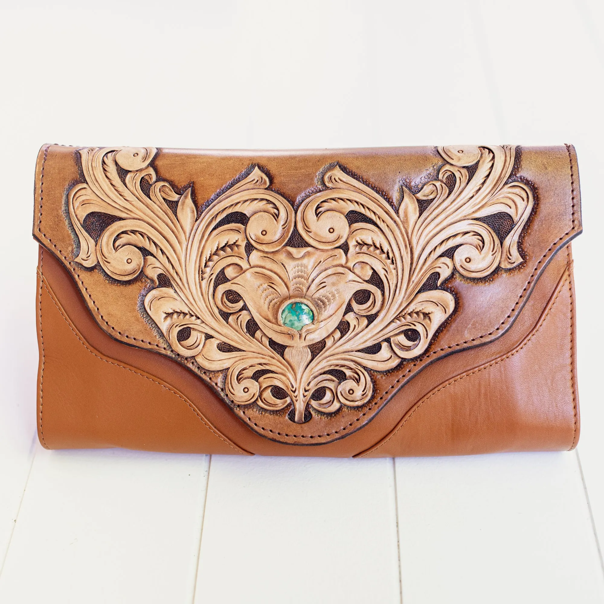 Western Floral Clutch with Turquoise