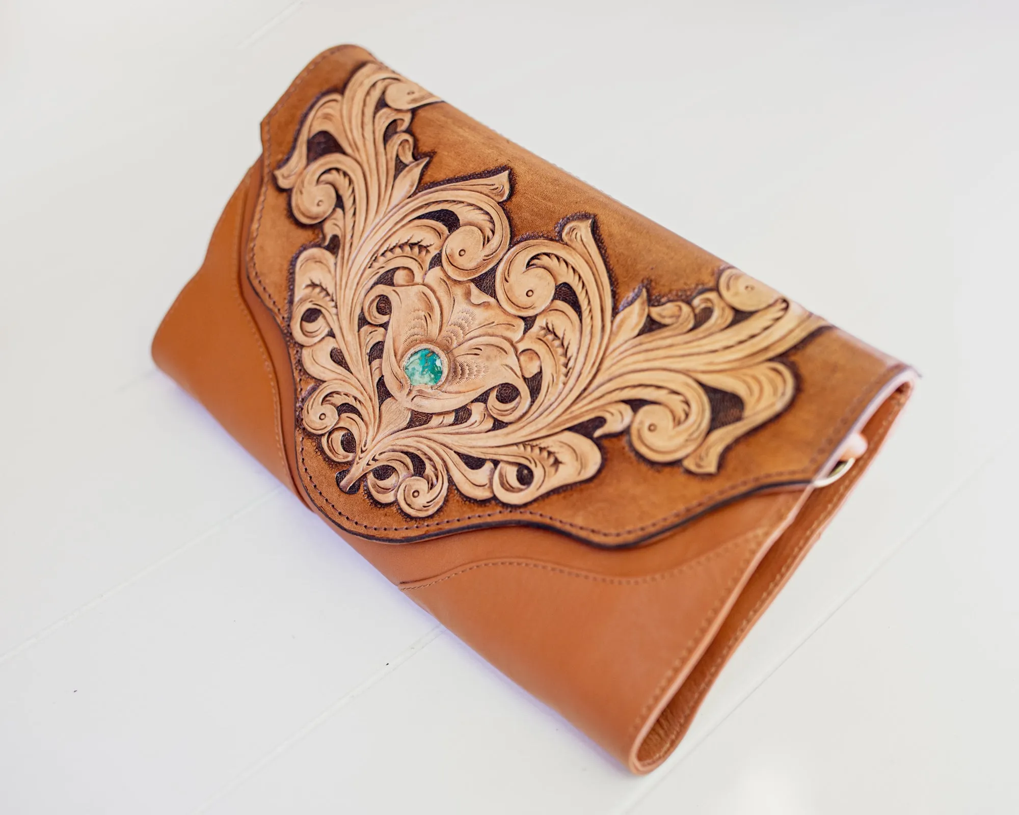 Western Floral Clutch with Turquoise