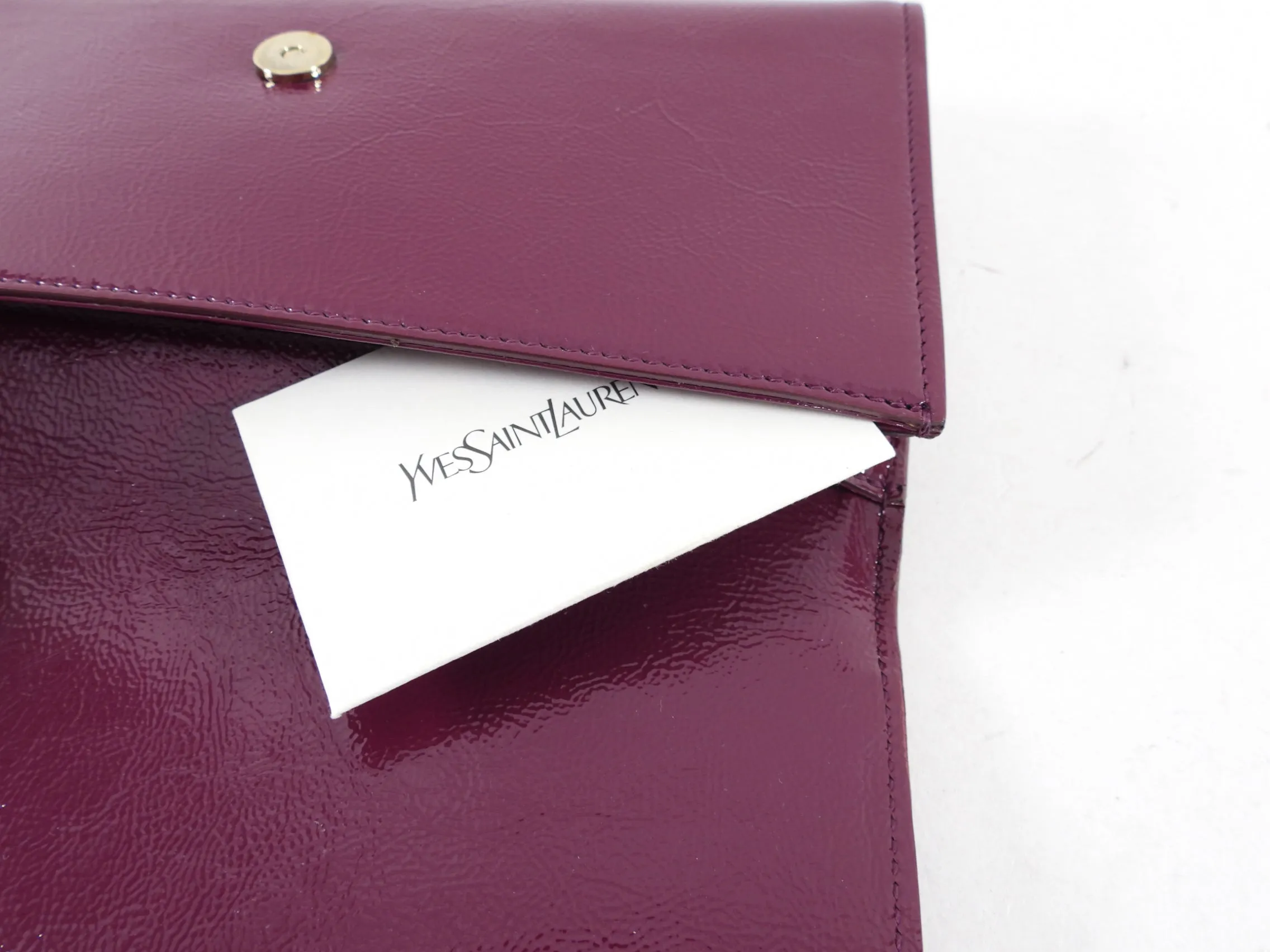 Yves Saint Laurent Plum Patent Belle De Jour Clutch Bag